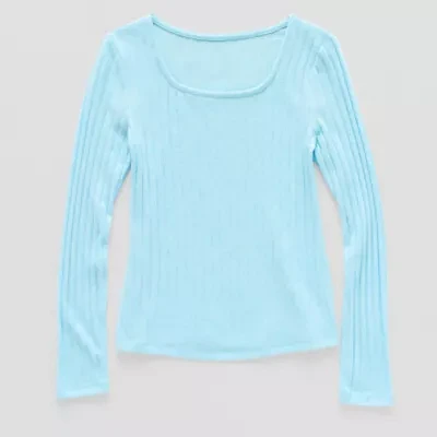 Thereabouts Little & Big Girls Square Neck Long Sleeve T-Shirt