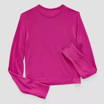 Xersion Little & Big Girls Seamless Crew Neck Long Sleeve T-Shirt