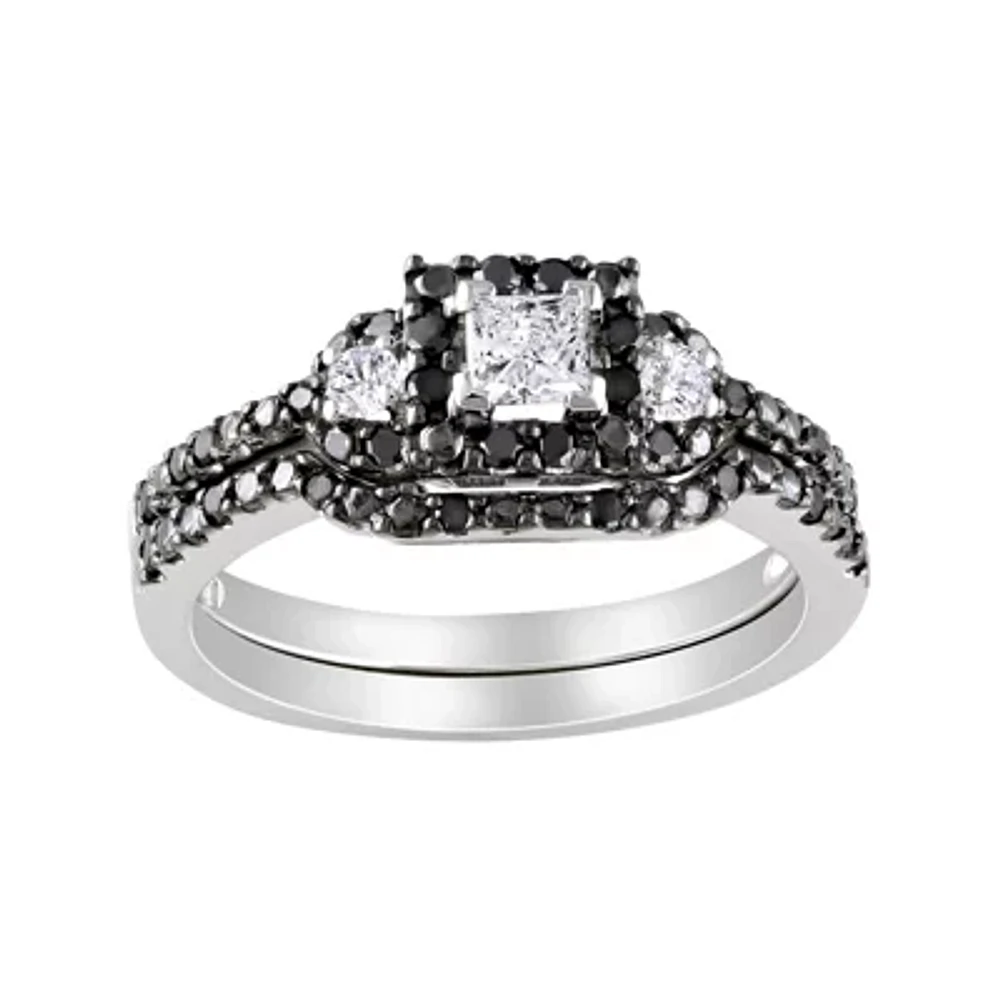 Midnight Black Diamond 1/2 CT. T.W. White and Color-Enhanced Ring Set