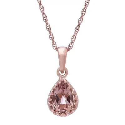 Simulated Morganite 14K Gold Over Silver Pendant Necklace