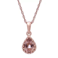 Simulated Morganite 14K Gold Over Silver Pendant Necklace