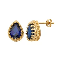 Lab-Created Sapphire 14K Gold Over Silver Earrings