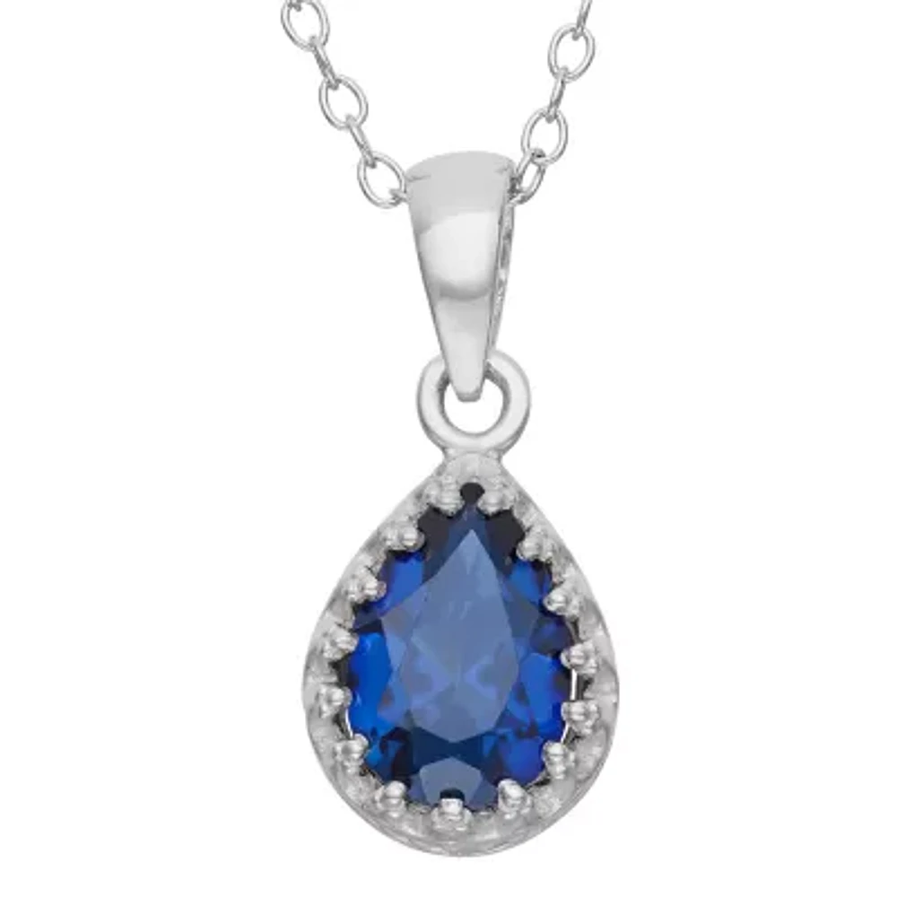 Lab-Created Sapphire Sterling Silver Pendant Necklace