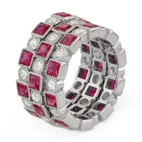 Womens Lab Created Red Ruby Sterling Silver Stackable Ring