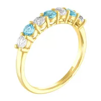 Genuine Blue Topaz 10K Gold Band