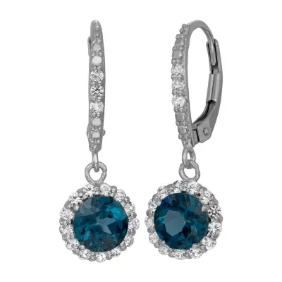 Genuine Blue Topaz Sterling Silver Drop Earrings