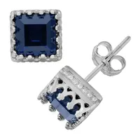 Lab Created Sapphire Sterling Silver 8mm Stud Earrings