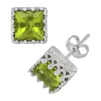 Genuine Green Peridot Sterling Silver 8mm Stud Earrings