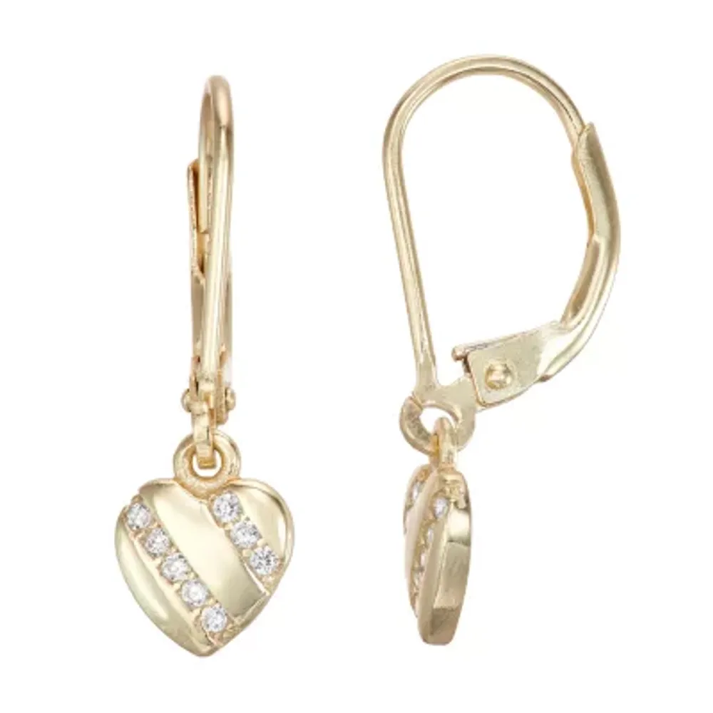 Lab Created White Cubic Zirconia Sterling Silver Heart Drop Earrings