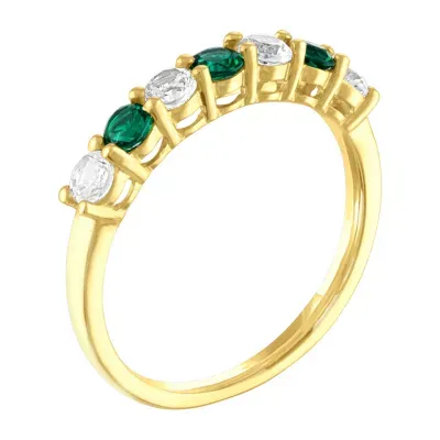 Lab Created Green Emerald 10K Gold Band