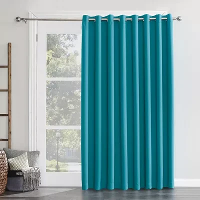 Sun Zero Evan Blackout Grommet Top Single Patio Door Curtain
