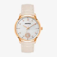 Armitron Womens Crystal Accent Pink Leather Strap Watch 75/5834mprgbh