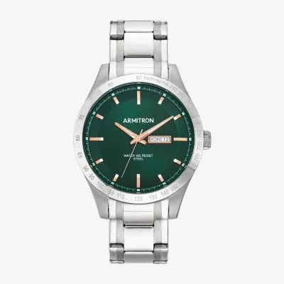 Armitron Mens Silver Tone Stainless Steel Bracelet Watch 20/5174gnsv