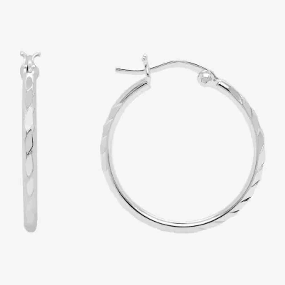 Silver Treasures Sterling Silver Hoop Earrings