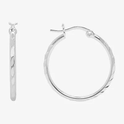 Silver Treasures Sterling Silver Hoop Earrings