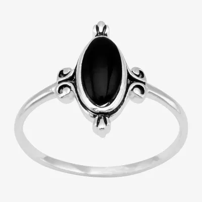 Silver Treasures Onyx Sterling Silver Band