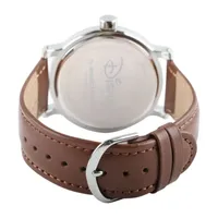 Disney Mickey Mouse Mens Brown Leather Strap Watch W002419