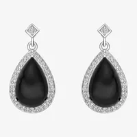 Genuine Black Onyx Sterling Silver Drop Earrings