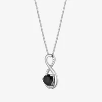 Womens Diamond Accent Genuine Black Onyx Sterling Silver Infinity Pendant Necklace