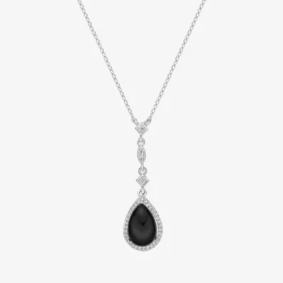 Womens Genuine Black Onyx Sterling Silver Y Necklace