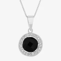 Womens Genuine Black Onyx Sterling Silver Pendant Necklace