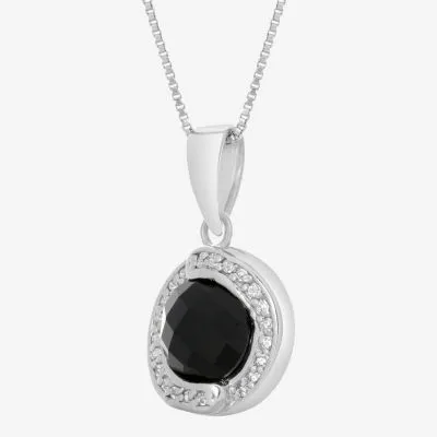 Womens Genuine Black Onyx Sterling Silver Pendant Necklace