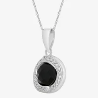 Womens Genuine Black Onyx Sterling Silver Pendant Necklace