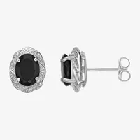 Genuine Black Onyx Sterling Silver 11mm Stud Earrings