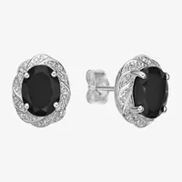 Genuine Black Onyx Sterling Silver 11mm Stud Earrings