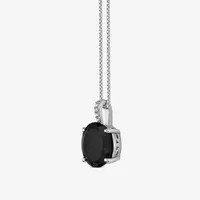 Womens Diamond Accent Genuine Black Onyx Sterling Silver Pendant Necklace