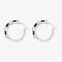 Genuine Black Onyx Sterling Silver 22mm Hoop Earrings