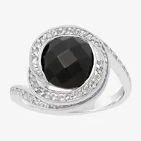 Swirl Womens Genuine Black Onyx Sterling Silver Cocktail Ring