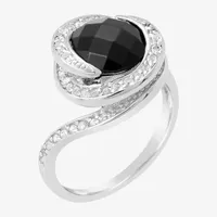 Swirl Womens Genuine Black Onyx Sterling Silver Cocktail Ring