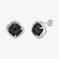 Genuine Black Onyx Sterling Silver 9mm Stud Earrings