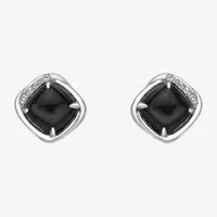 Genuine Black Onyx Sterling Silver 9mm Stud Earrings