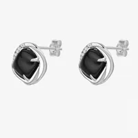 Genuine Black Onyx Sterling Silver 9mm Stud Earrings