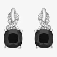 Diamond Accent Genuine Black Onyx Sterling Silver Drop Earrings