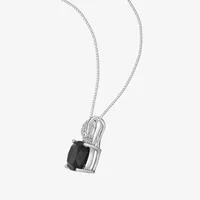 Womens Diamond Accent Genuine Black Onyx Sterling Silver Pendant Necklace