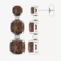 Genuine Brown Quartz Sterling Silver Drop Earrings