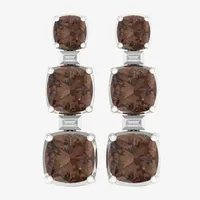 Genuine Brown Quartz Sterling Silver Drop Earrings