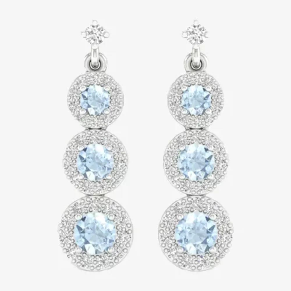 1/4 CT. T.W. Genuine Blue Aquamarine 10K White Gold Drop Earrings