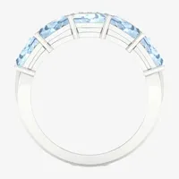 3MM Genuine Blue Aquamarine Sterling Silver Band