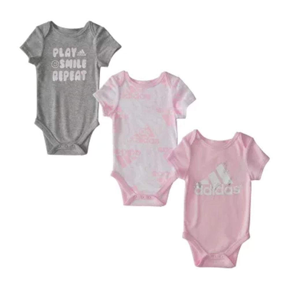 adidas Baby Girls 3-pc. Round Neck Short Sleeve Bodysuit