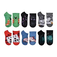 Little & Big Boys 6 Pair Minecraft Multi-Pack No Show Socks