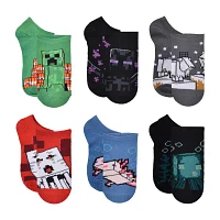 Little & Big Boys 6 Pair Minecraft Multi-Pack No Show Socks