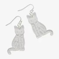 Mixit Halloween Cat Skeleton Clear Drop Earrings