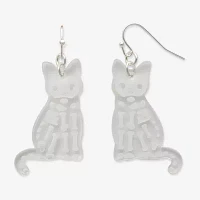 Mixit Halloween Cat Skeleton Clear Drop Earrings