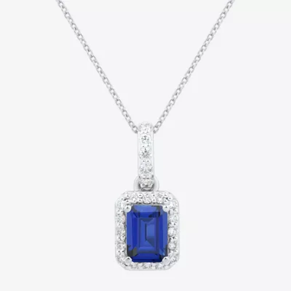 Womens Gemstone & 1/4 CT. T.W. Lab Grown Diamond 10K White Gold Pendant Necklace