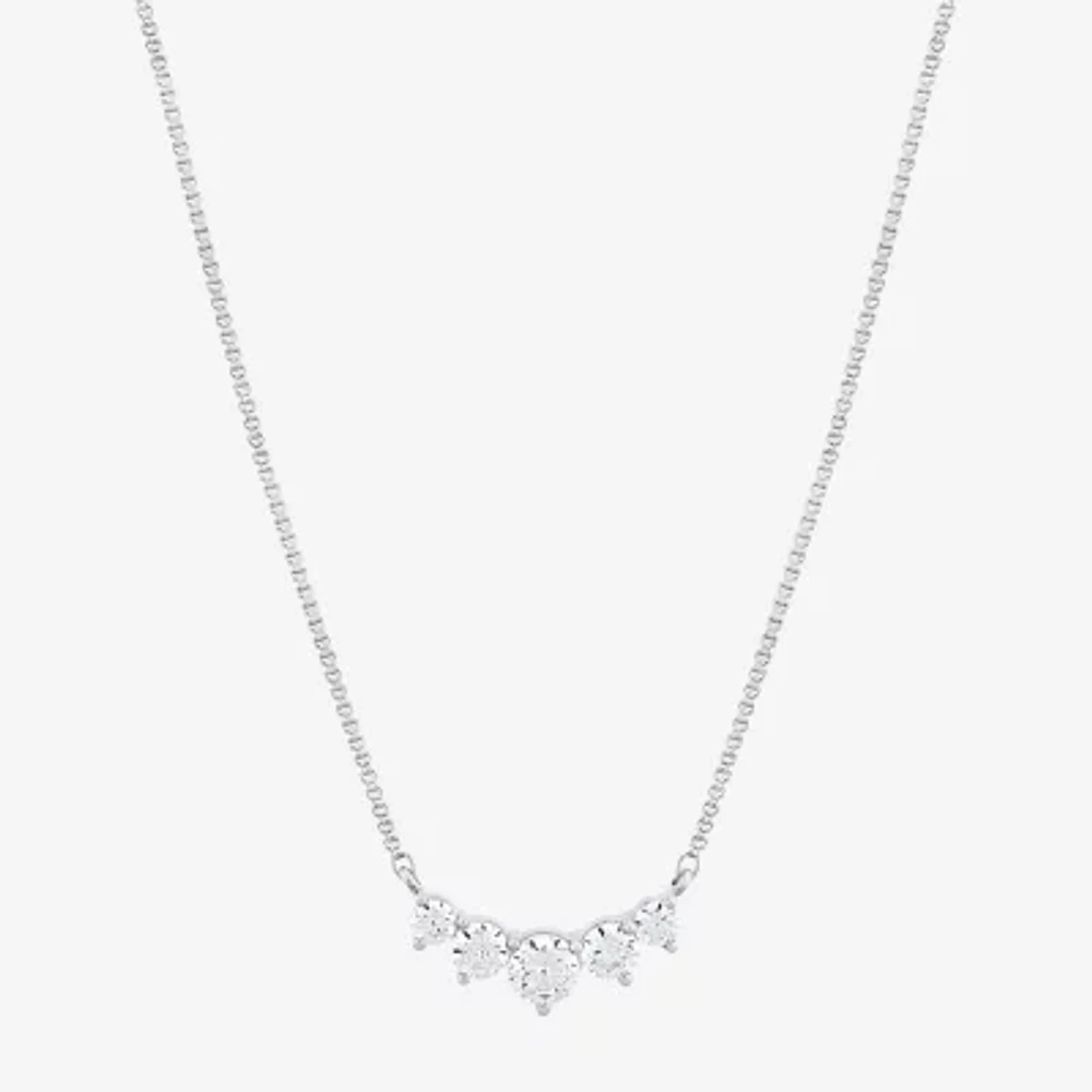 (Si1-Si2/ H-I) Womens 1 CT. T.W. Lab Grown White Diamond 10K White Gold Round Pendant Necklace