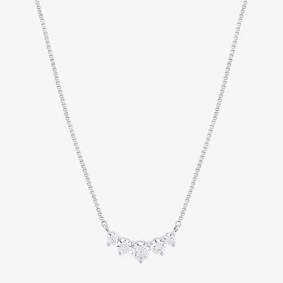 (Si1-Si2/ H-I) Womens 1 CT. T.W. Lab Grown White Diamond 10K White Gold Round Pendant Necklace